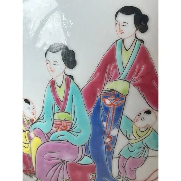 Antique Famille Hand-Painted Chinese Porcelain Vase 7" with Mark White Pink Gree - Picture 4 of 16